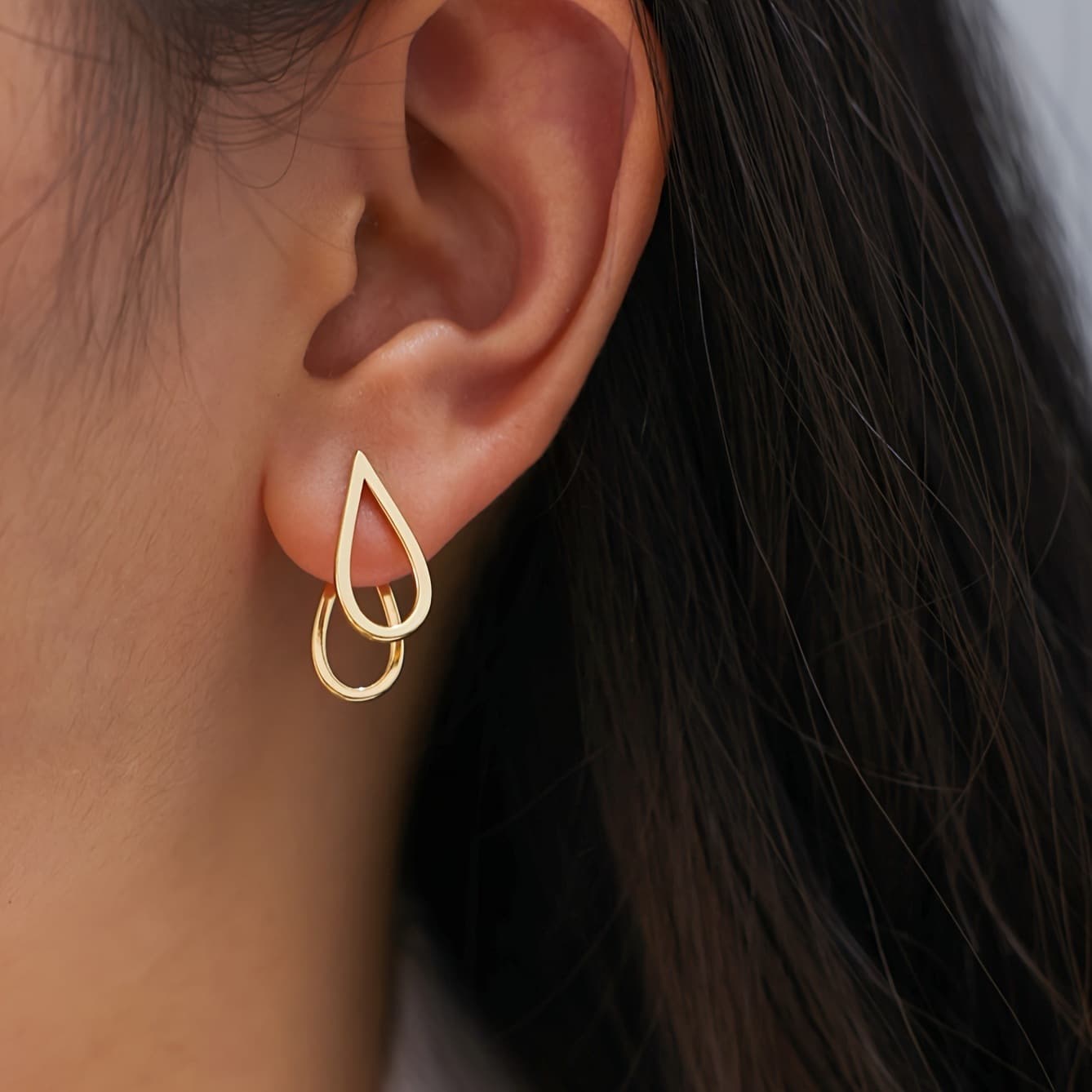 2026 European and American new fashion earrings, simple temperament, geometric square two-piece set, multi-wear earrings for women, cross-border 8
