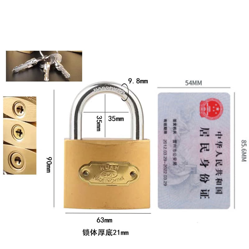 Imitation copper padlock iron padlock lock small lock student dormitory household universal lock wholesale cabinet door 10