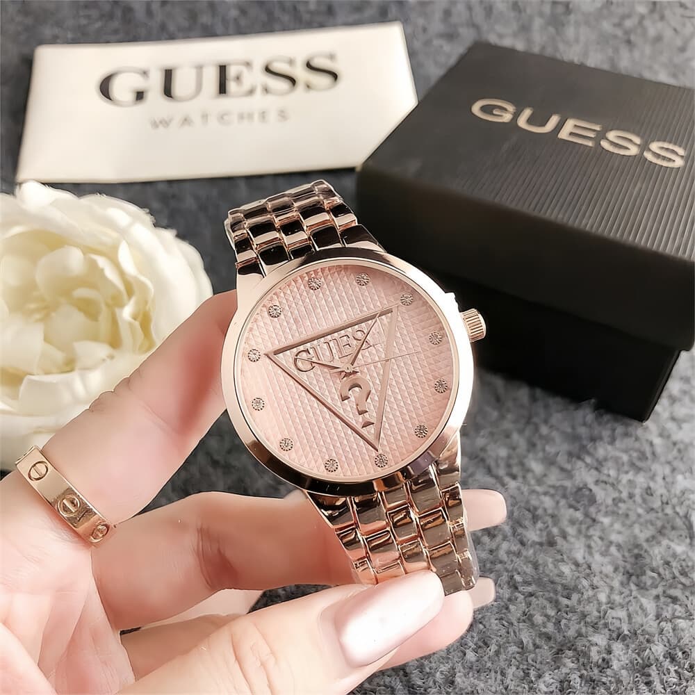 New model of personalized question mark pattern, exquisite and fashionable quartz watch, versatile rhinestone small disc women's steel band watch 2