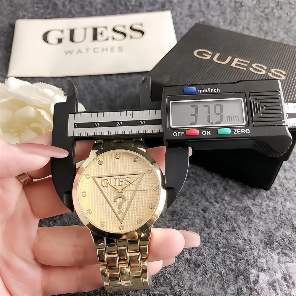 New model of personalized question mark pattern, exquisite and fashionable quartz watch, versatile rhinestone small disc women's steel band watch 4