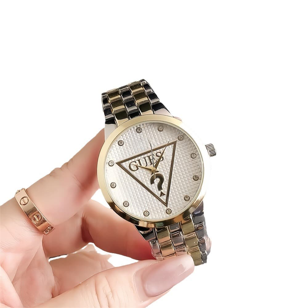 New model of personalized question mark pattern, exquisite and fashionable quartz watch, versatile rhinestone small disc women's steel band watch 6