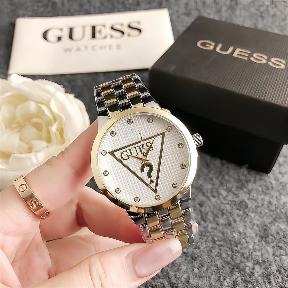 New model of personalized question mark pattern, exquisite and fashionable quartz watch, versatile rhinestone small disc women's steel band watch 7