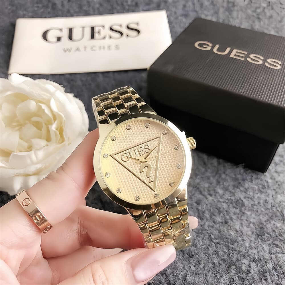 New model of personalized question mark pattern, exquisite and fashionable quartz watch, versatile rhinestone small disc women's steel band watch 9
