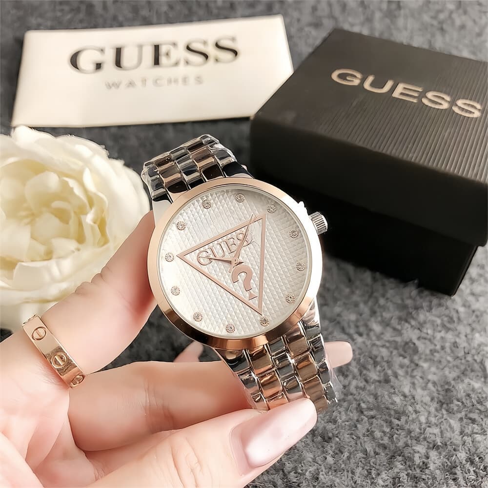 New model of personalized question mark pattern, exquisite and fashionable quartz watch, versatile rhinestone small disc women's steel band watch 10