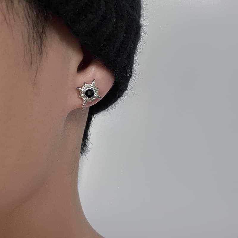 Starburst earrings trendy high street versatile ins simple niche magnetic ear clip earrings men and women jewelry wholesale 4