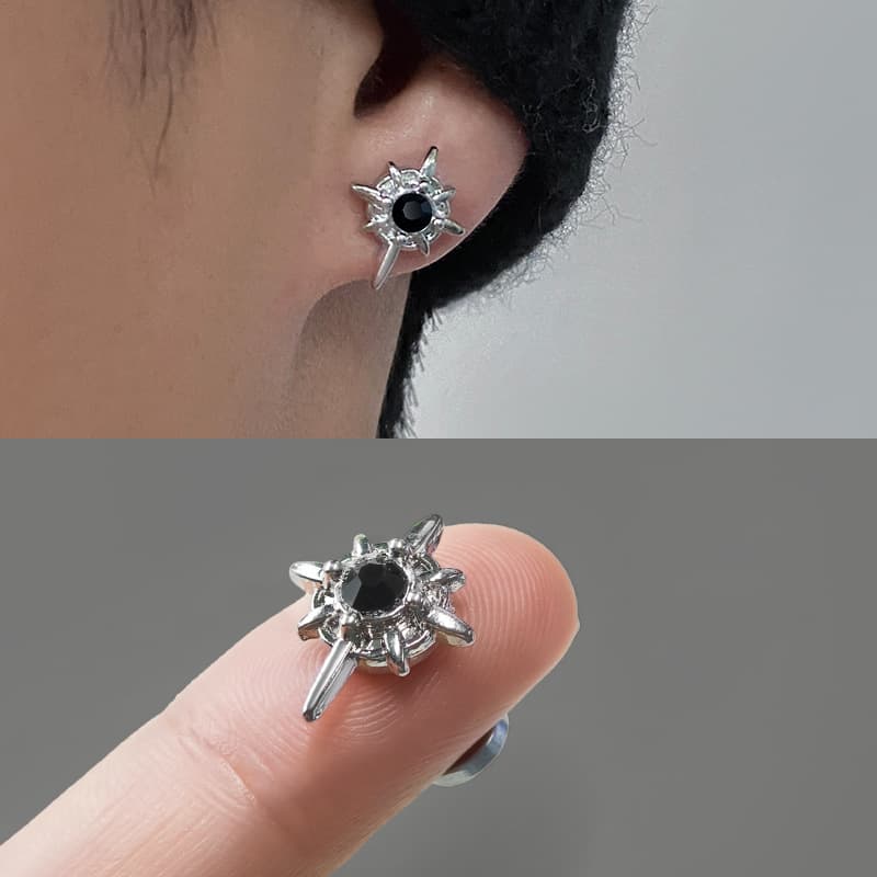 Starburst earrings trendy high street versatile ins simple niche magnetic ear clip earrings men and women jewelry wholesale 1