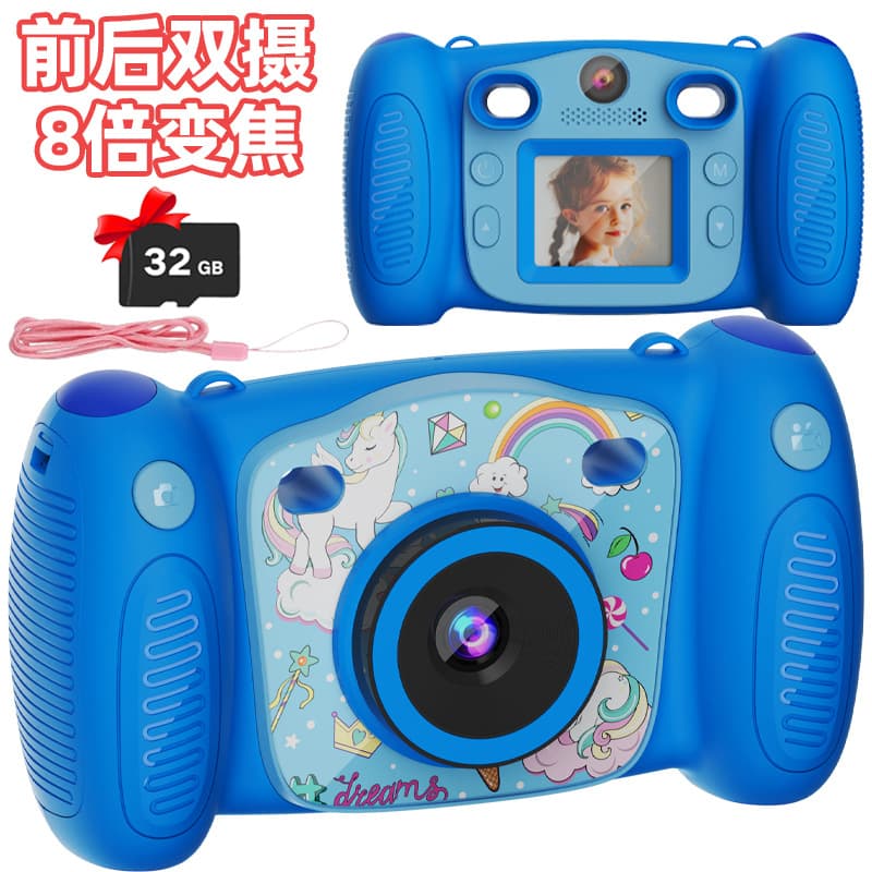 Cross-border popular mini portable cartoon children's digital action camera K18 high-definition dual-camera small SLR camera 1