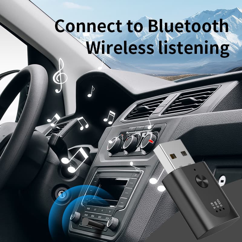 New 5.3USB Bluetooth FM Transmitter Car Bluetooth Receiver Hands-Free Call Radio Bluetooth Receiver 1
