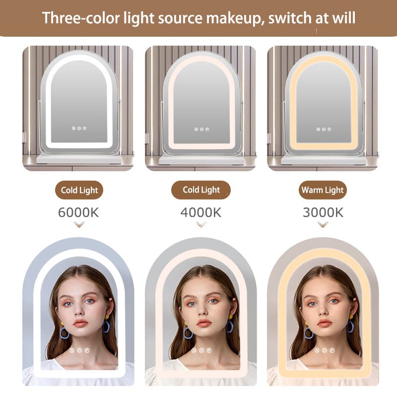 Cosmetic mirror LED light desktop light mirror smart desktop makeup table bedroom home mirror LED dressing table light 4