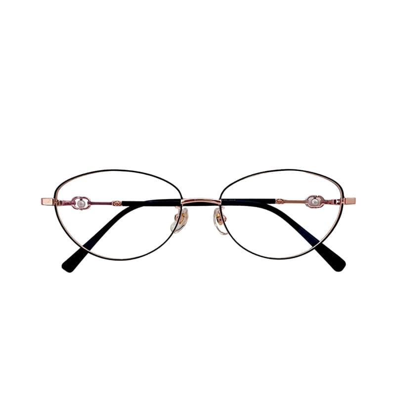 Ultra-light metal thin-rim myopia glasses frame for women, Chinese style cat-eye retro flat glasses with prescription wholesale 58166 6