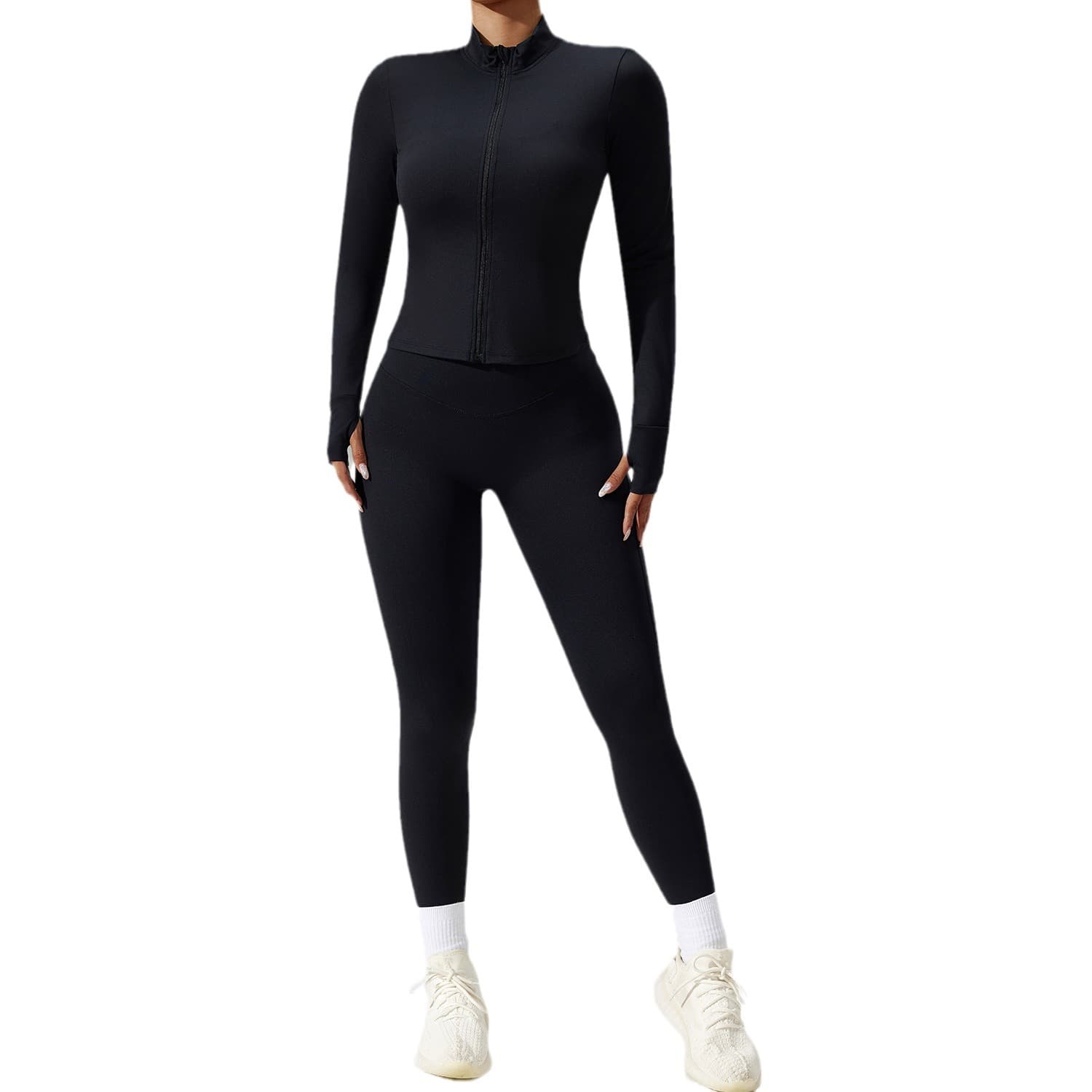 Amazon's new tight-fitting sportswear suit for women, quick-drying breathable fitness suit, three-piece cardigan yoga suit 6