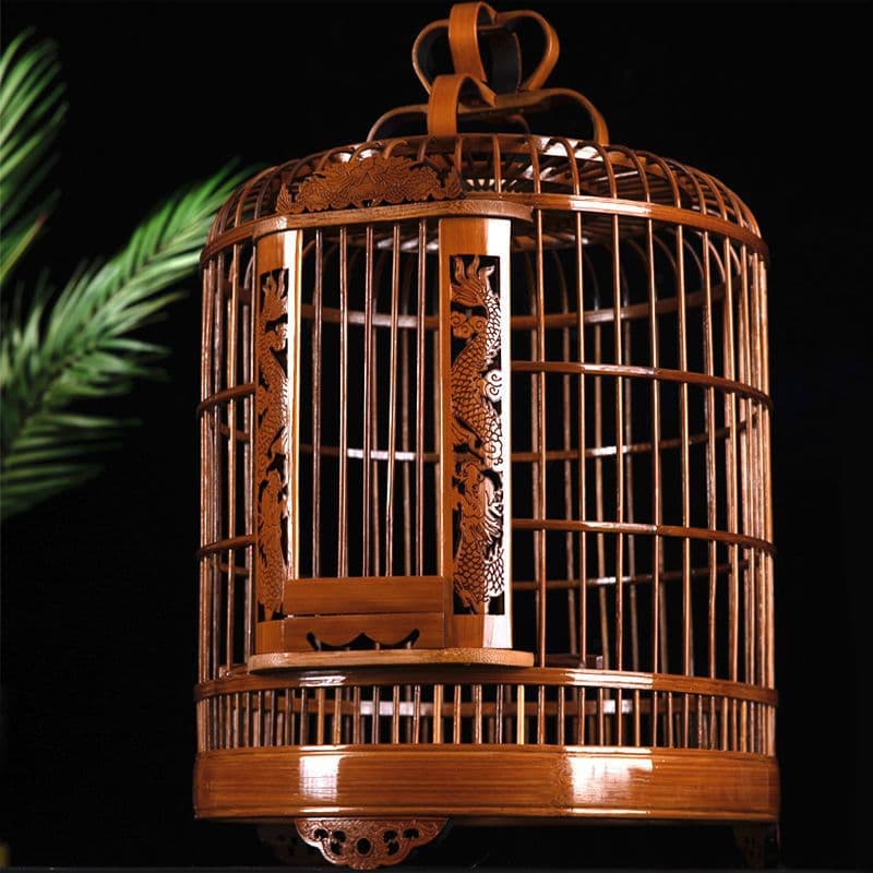 Ocean Cage King New Thrush Bird Cage Bamboo Full Set Accessories Round Cage Wholesale Wren Bird Cage Bamboo Large Size 4