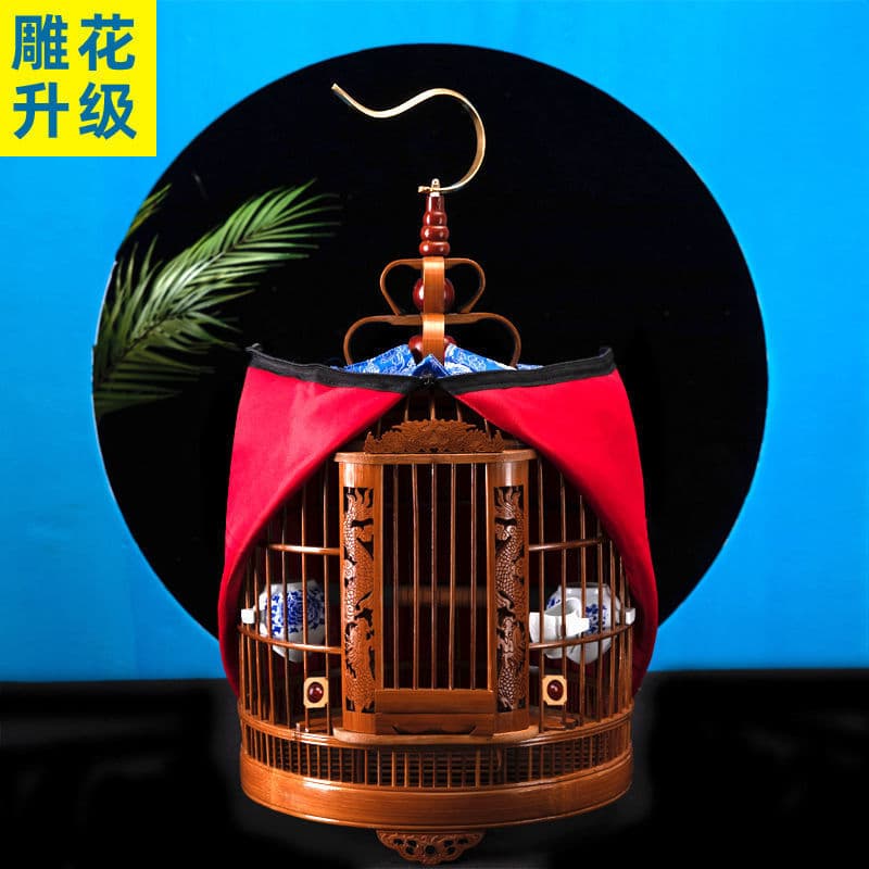 Ocean Cage King New Thrush Bird Cage Bamboo Full Set Accessories Round Cage Wholesale Wren Bird Cage Bamboo Large Size 5
