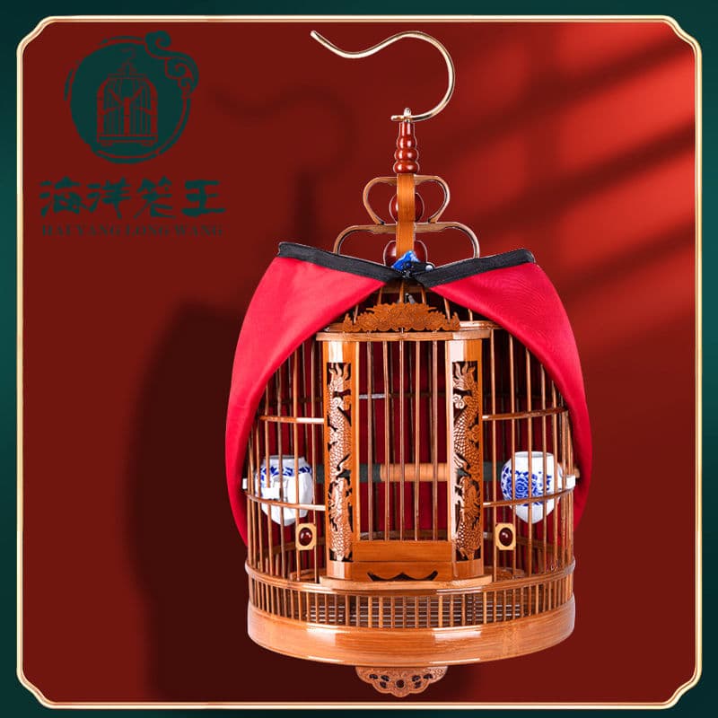 Ocean Cage King New Thrush Bird Cage Bamboo Full Set Accessories Round Cage Wholesale Wren Bird Cage Bamboo Large Size 7