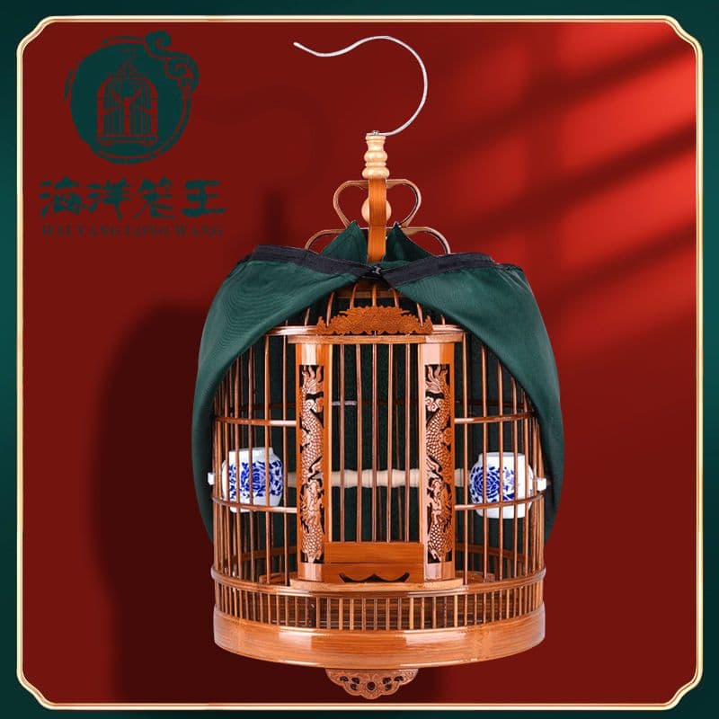 Ocean Cage King New Thrush Bird Cage Bamboo Full Set Accessories Round Cage Wholesale Wren Bird Cage Bamboo Large Size 9