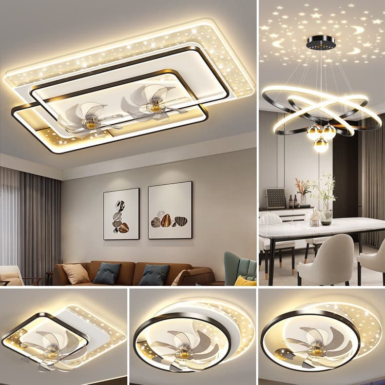Modern minimalist atmosphere Zhongshan lamps living room bedroom dining room lamp silent fan lamp home decoration lighting package ceiling fan 3