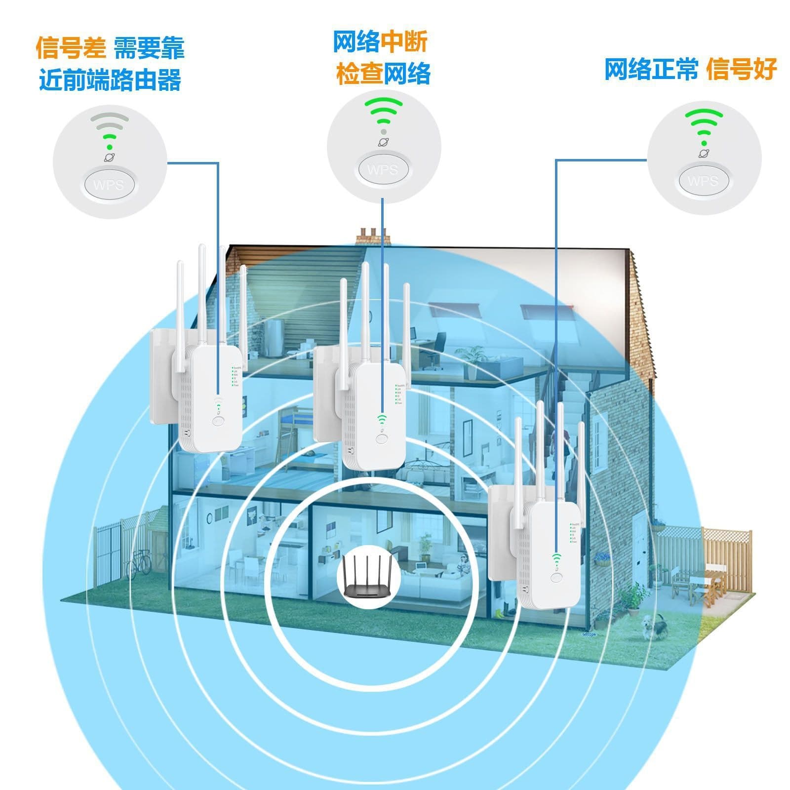 New wifi signal amplifier 1200M repeater 2.45G dual-band network extension extender signal through the wall 4