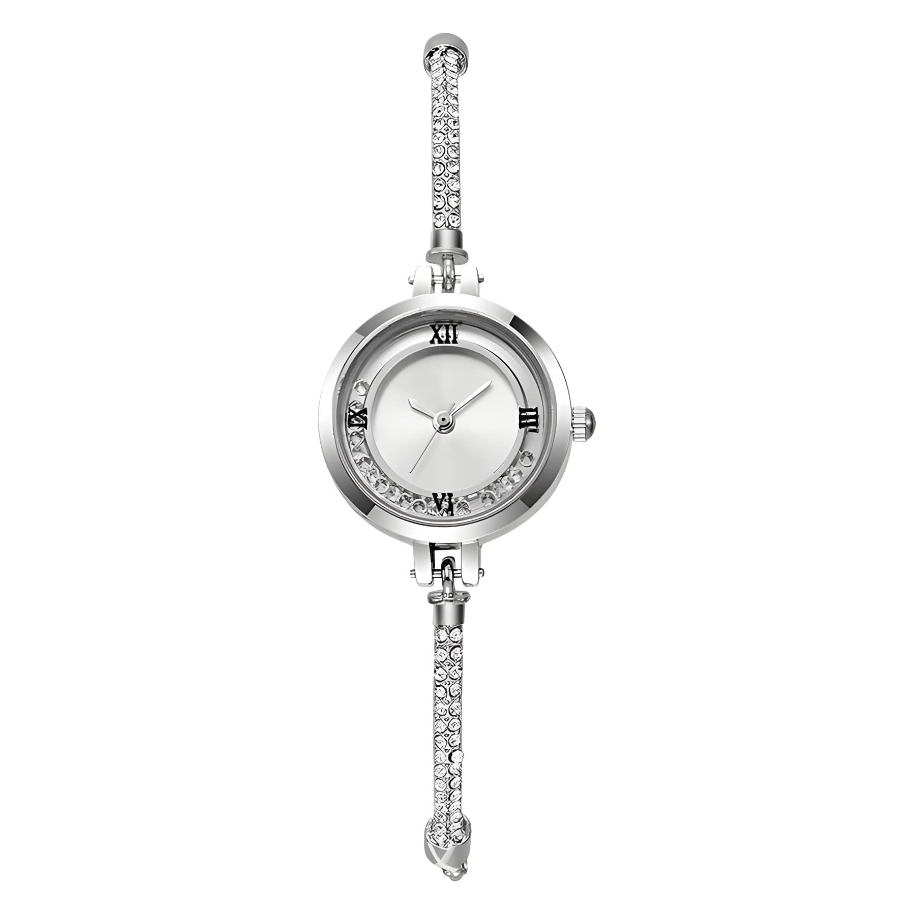 Niche high-end rolled diamond literal bracelet watch thin strap small new style internet celebrity quicksand quartz women's watch wholesale 6