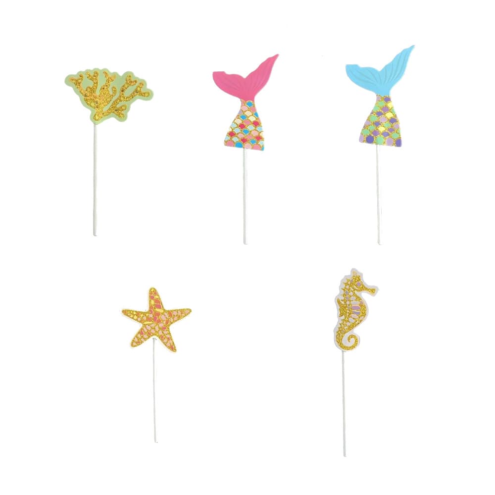 Cartoon Mermaid Undersea Animal Theme Cake Small Inserts and Borders Holiday Party Cake Decoration Supplies 7