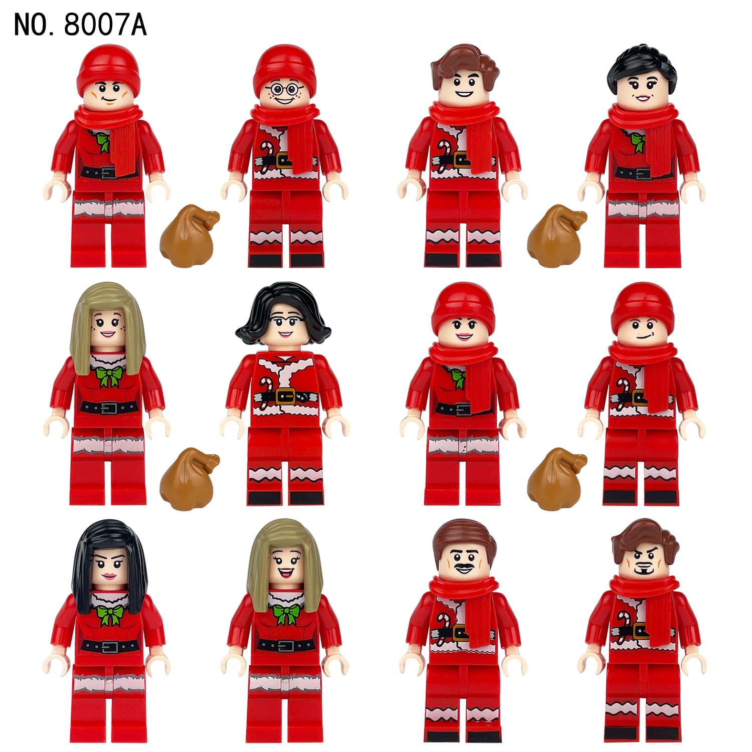 Meigao M8007 Christmas minifigure backpack cross-border wholesale children's assembled small particle building blocks toys scarf accessories 3