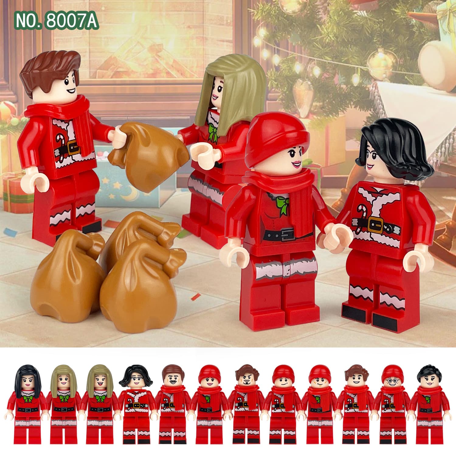 Meigao M8007 Christmas minifigure backpack cross-border wholesale children's assembled small particle building blocks toys scarf accessories 4
