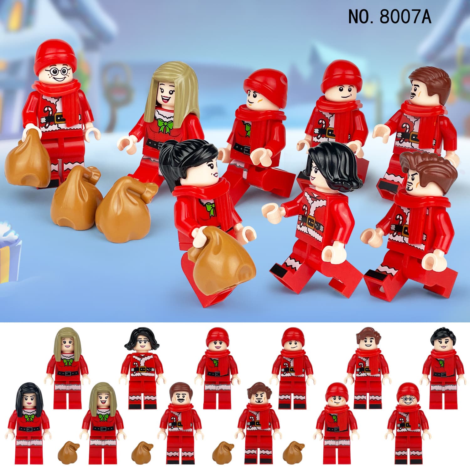 Meigao M8007 Christmas minifigure backpack cross-border wholesale children's assembled small particle building blocks toys scarf accessories 5