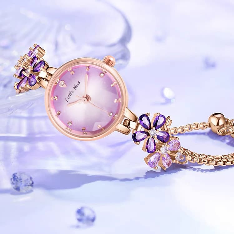 Douyin live broadcast popular violet watch women's niche high-end light luxury fashion quartz waterproof bracelet decorative watch 2
