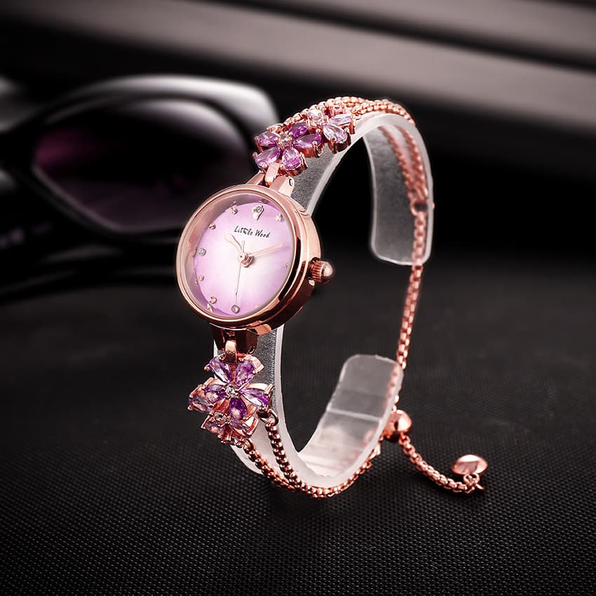 Douyin live broadcast popular violet watch women's niche high-end light luxury fashion quartz waterproof bracelet decorative watch 4