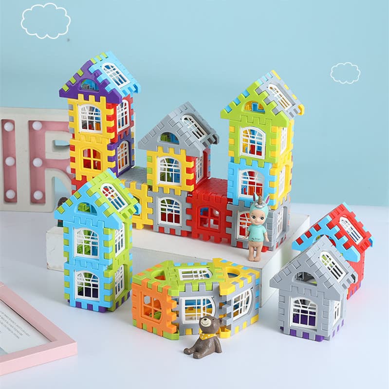 Children's house building blocks assembly toys puzzle large particle block wall window model puzzle 3 years old 6-year-old girl boy 1