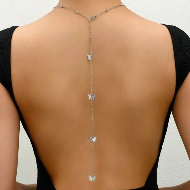 Alloy Sexy Back Chain Necklace Fashion Simple Bow Pendant Body Chain Women's Long Necklace Jewelry Wholesale 2