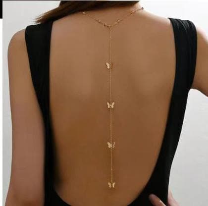 Alloy Sexy Back Chain Necklace Fashion Simple Bow Pendant Body Chain Women's Long Necklace Jewelry Wholesale 5