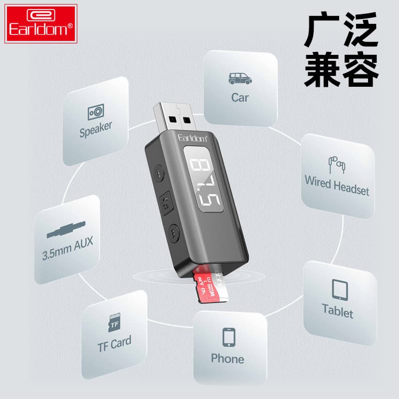 New Car Bluetooth 5.3 Receiver FM Transmitter Audio Adapter Wireless Bluetooth Receiver 3