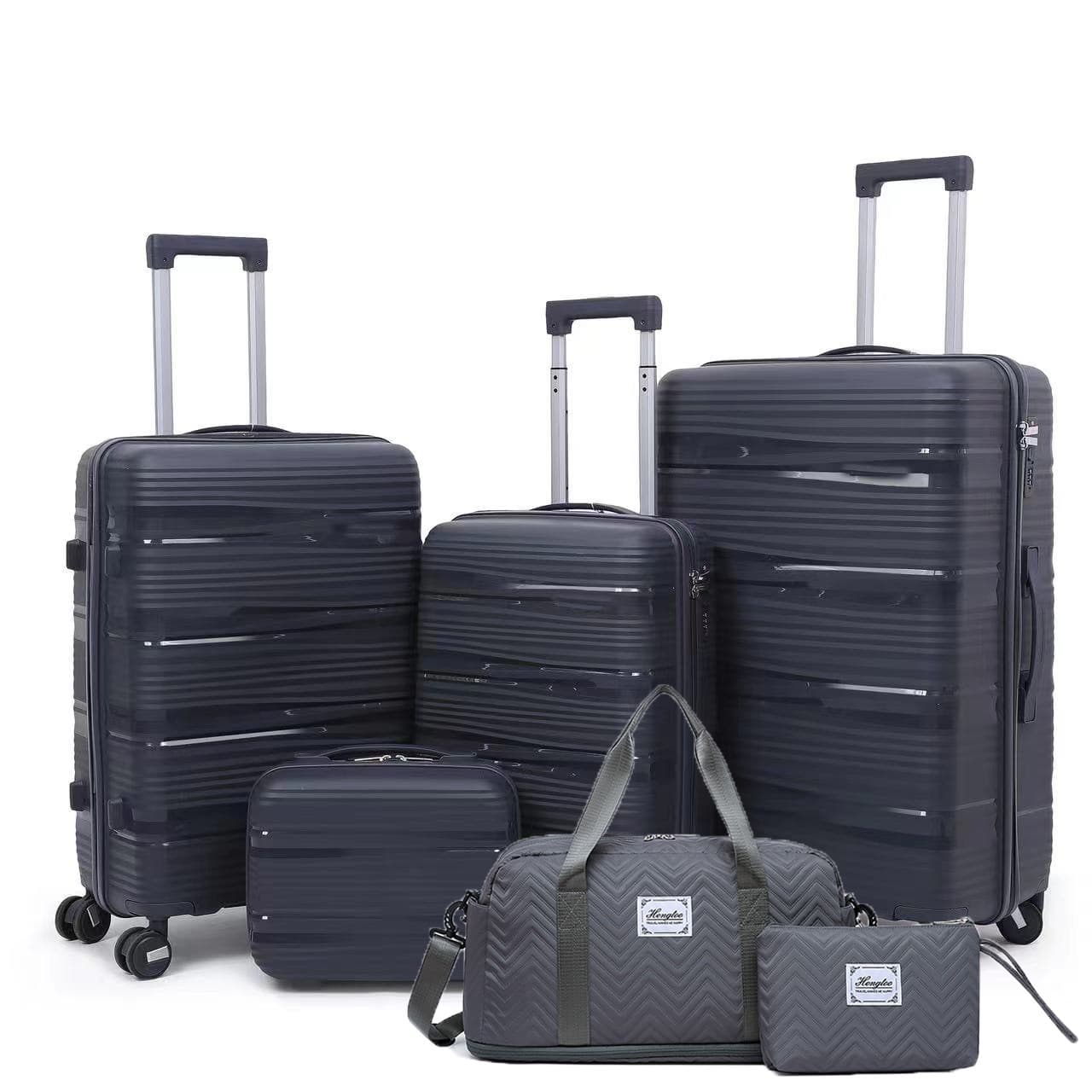 PP suitcase 13+20+24+28 inches explosion-proof zipper universal wheel trolley case travel bag cosmetic bag set 8