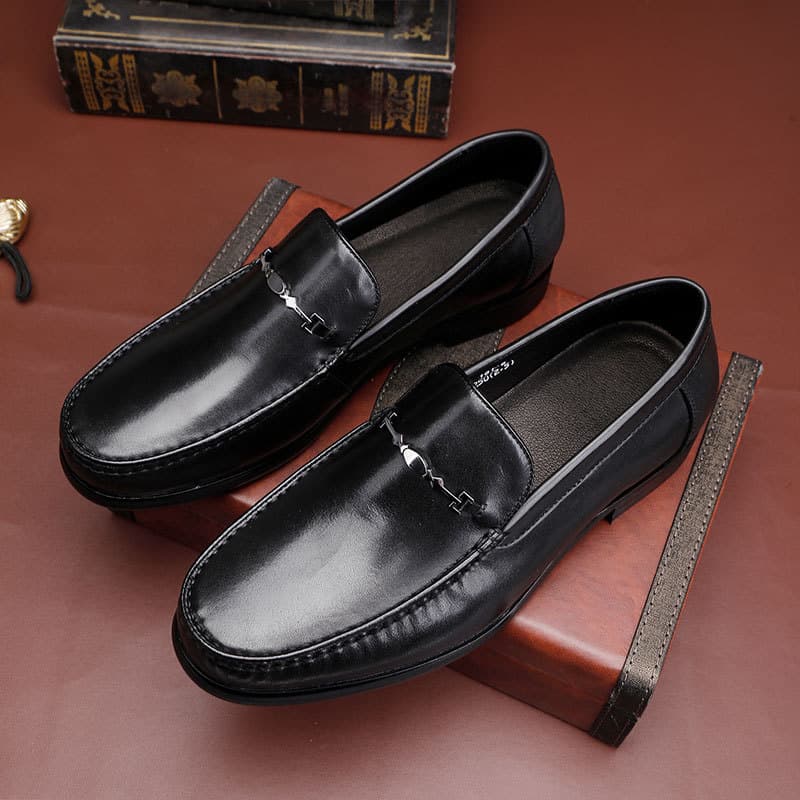 New loafers, casual business footwear, formal men's leather shoes, British low-top fashion slip-on genuine leather men's shoes 1