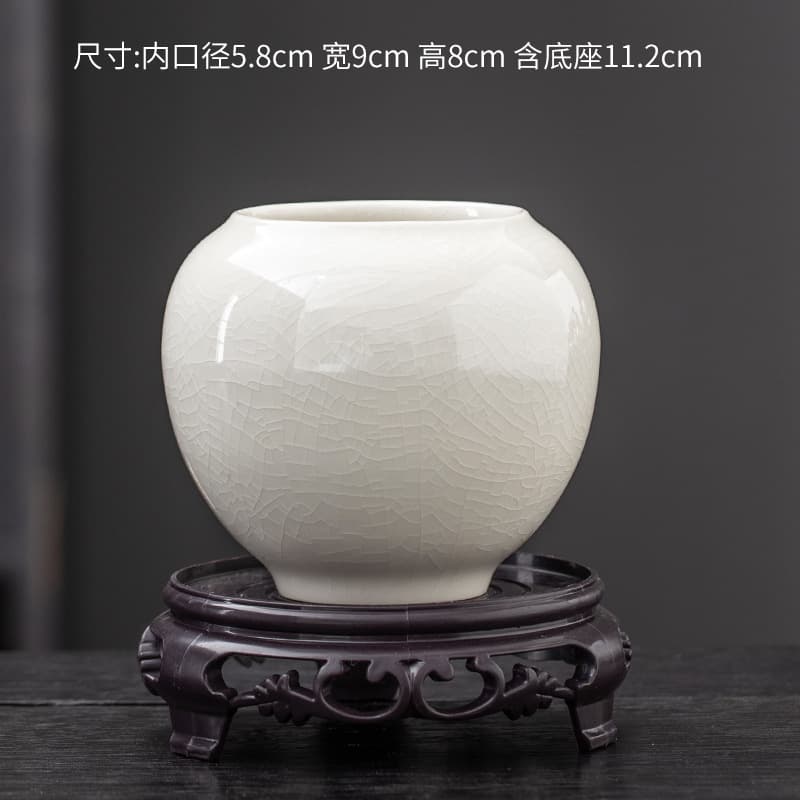 Chinese-style snow flower pot ceramic small diameter indoor easy-to-grow green plant flower pot office tea table creative ornaments tea room 8