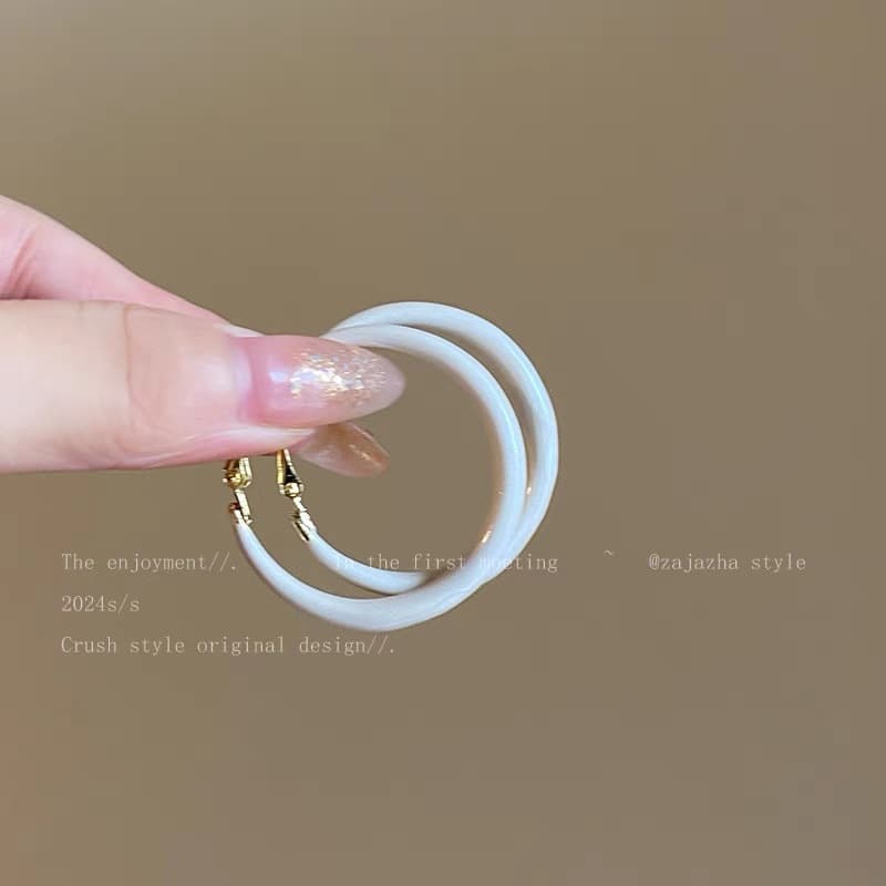 Korean ins style candy color purple hoop earrings exaggerated fashion ear hoop large hoop S925 silver needle ear jewelry for women 6