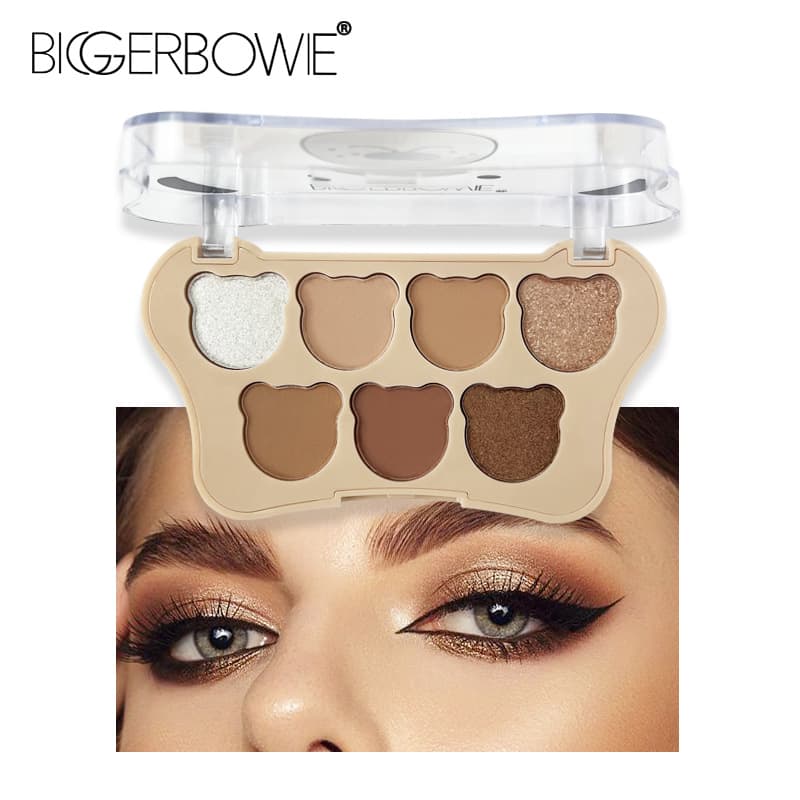 Kazakhstan specializes in cartoon bear eyeshadow 7-color matte glitter eyeshadow palette suitable for novices 3