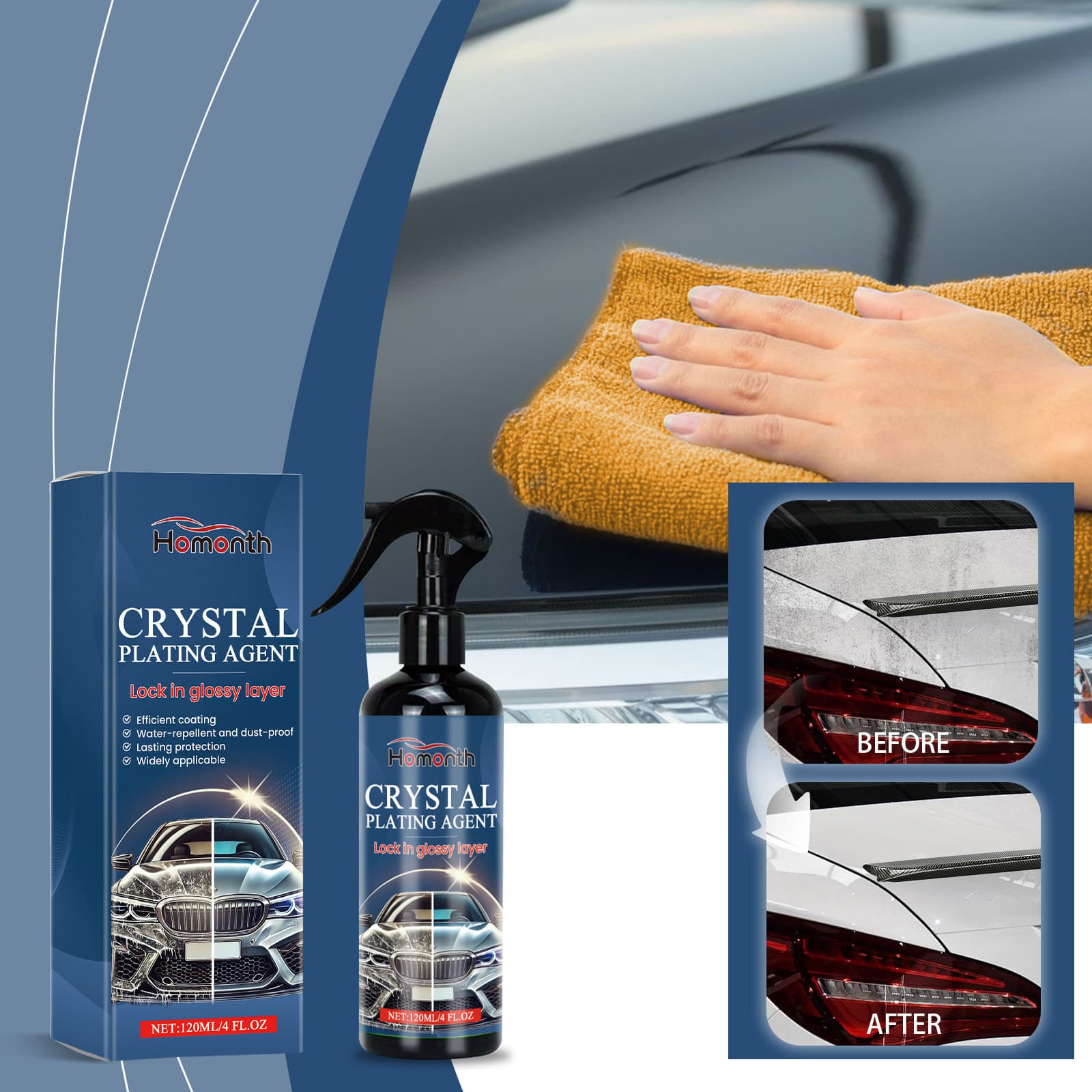 Homonth car crystal plating agent car paint polishing maintenance anti-fouling touch-up paint care scratch coating spray 2