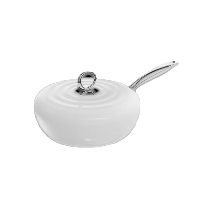 Zhongke Demark white moonlight enamel non-stick wok flat bottom wok with lid kitchen household gift batch 6