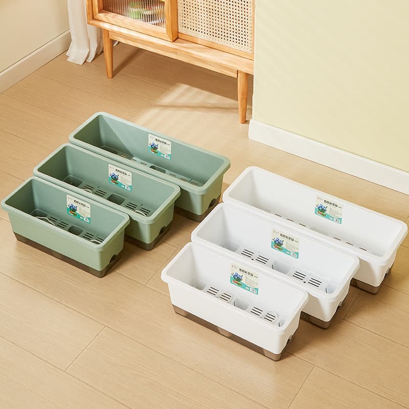 Balcony indoor vegetable and flower planting vegetable pots plastic flower pots rectangular with trays home vegetable clearance flower pots 3
