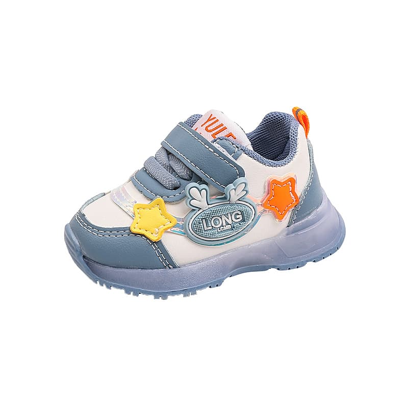 Light up baby boy shoes soft sole non-slip baby toddler shoes children's sports shoes spring and autumn girls leather surface 0-1 years old 3 6