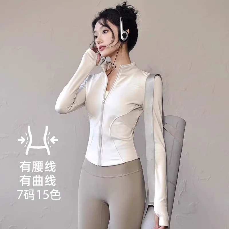 lulu yoga clothing top quick-drying sports jacket training long-sleeved women's outdoor running fitness clothing 2