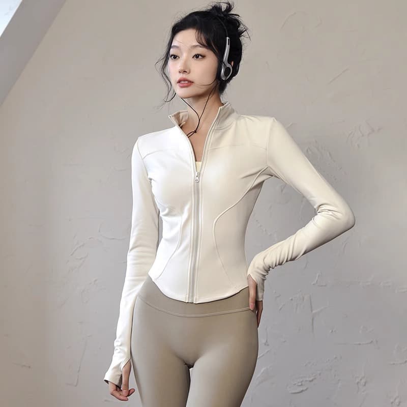 lulu yoga clothing top quick-drying sports jacket training long-sleeved women's outdoor running fitness clothing 4