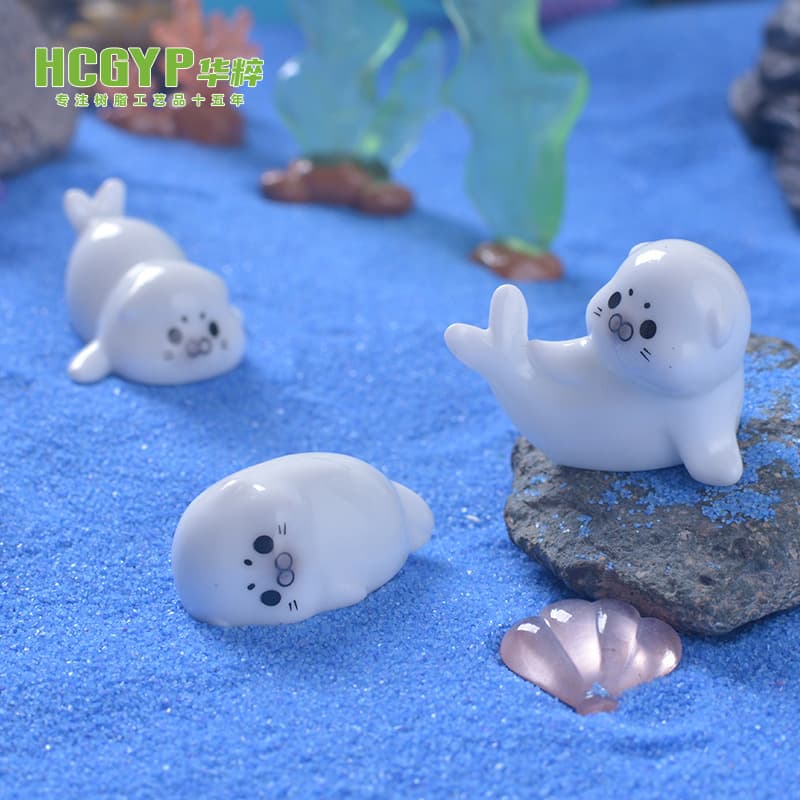 Micro landscape simulation cute little sea lion fish tank aquarium decoration accessories mini desktop center console ornaments 4