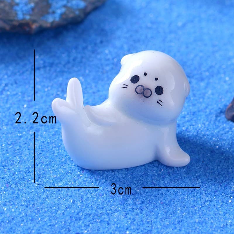 Micro landscape simulation cute little sea lion fish tank aquarium decoration accessories mini desktop center console ornaments 8