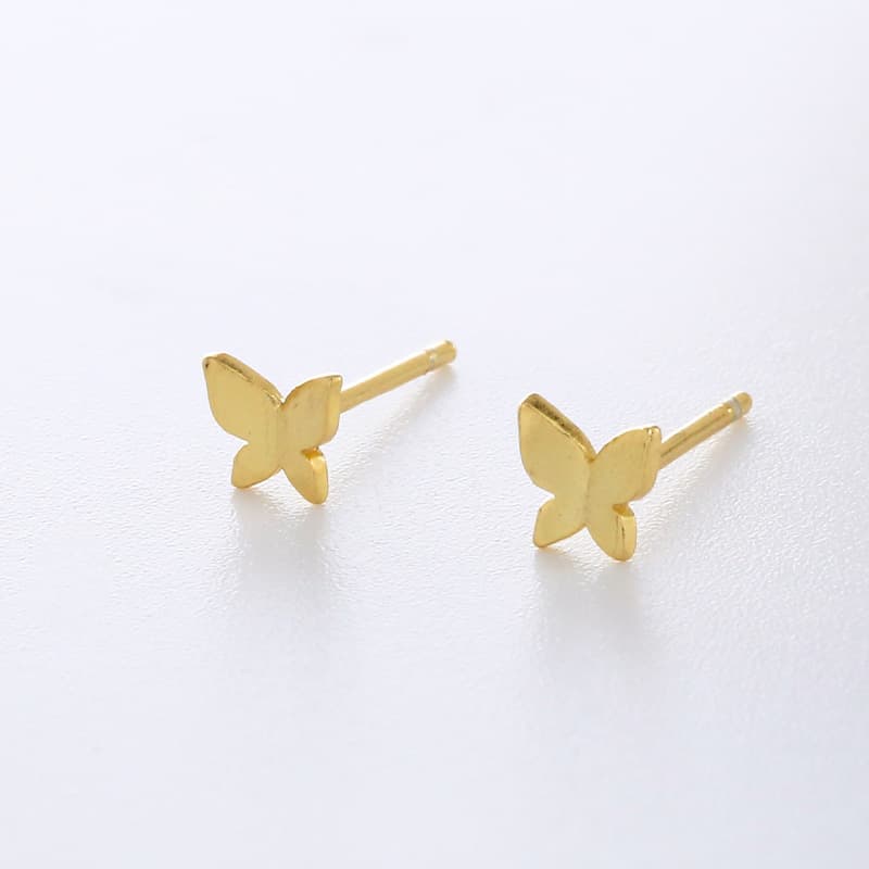 Under the Banyan Tree S925 Silver Mini Ear Hole Butterfly Earrings Female Mori Style Fresh Summer Versatile Ear Bone Earrings Wholesale 7