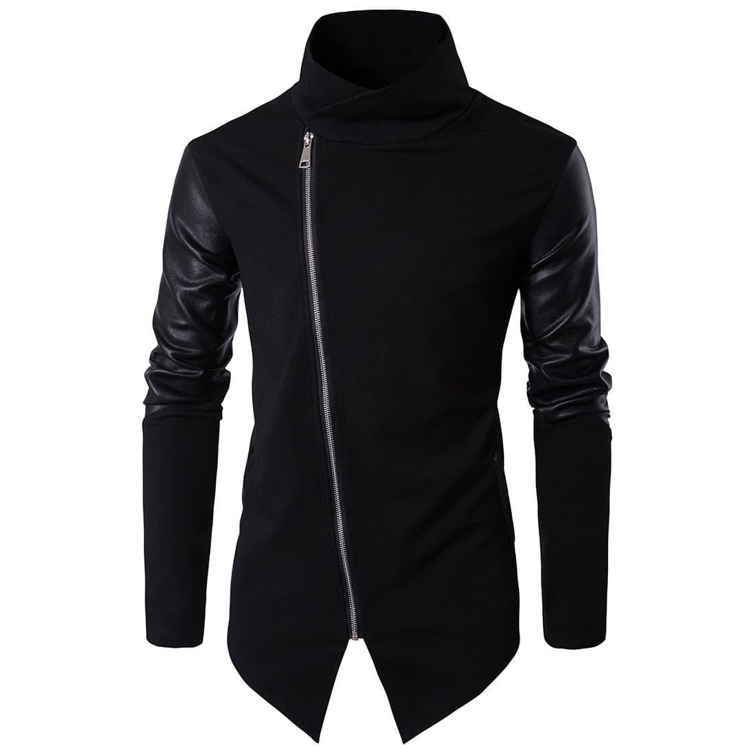 Cross-border foreign trade European size spring and autumn new men's stand-up collar slim knitwear and leather cardigan casual jacket 6
