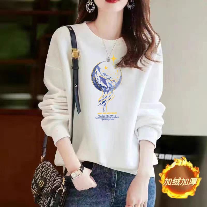 Round neck sweatshirt for women, spring and autumn 2024 new style, loose, small, hoodless, women's thin inner top, winter 7