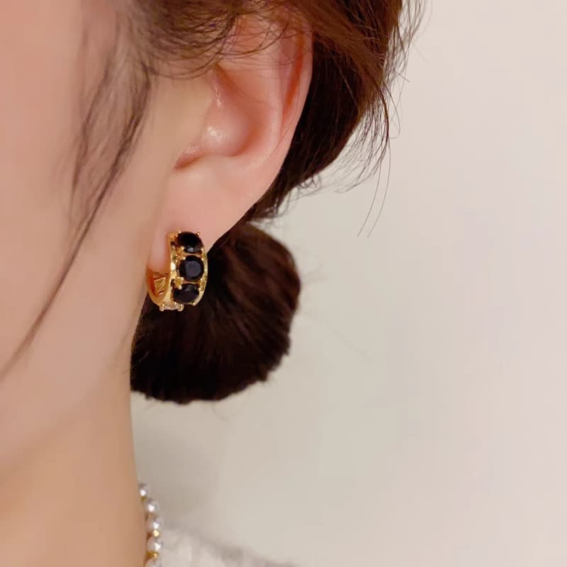Cool celebrity super flash rhinestone double-sided hoop earrings for women 2024 new trendy temperament light luxury versatile earrings 4