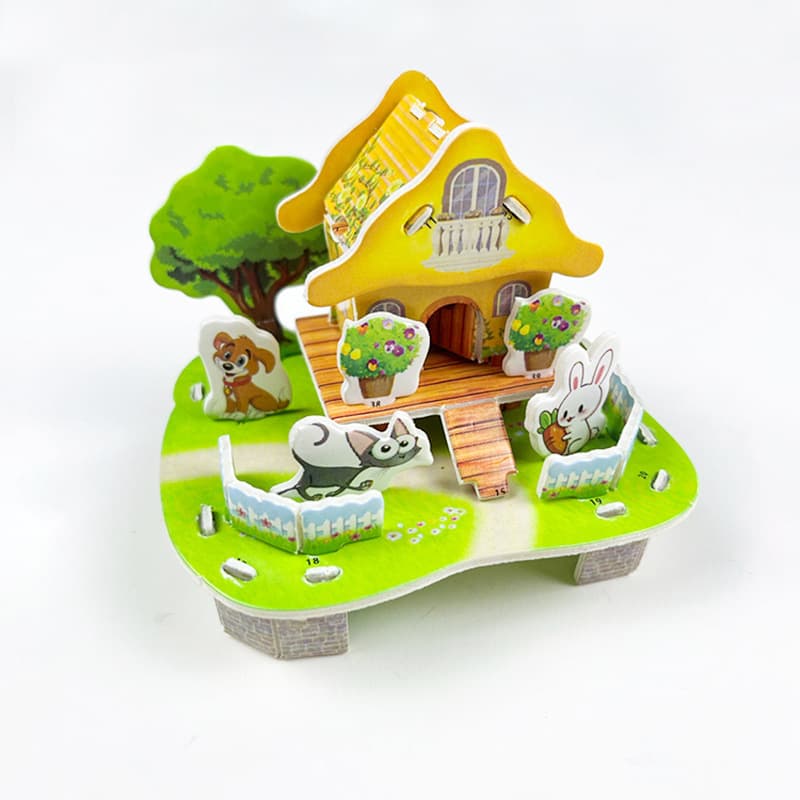 Puzzle children's 3D small house creative three-dimensional 3-6 student handmade DIY 6-10 paper toys wholesale splicing 9